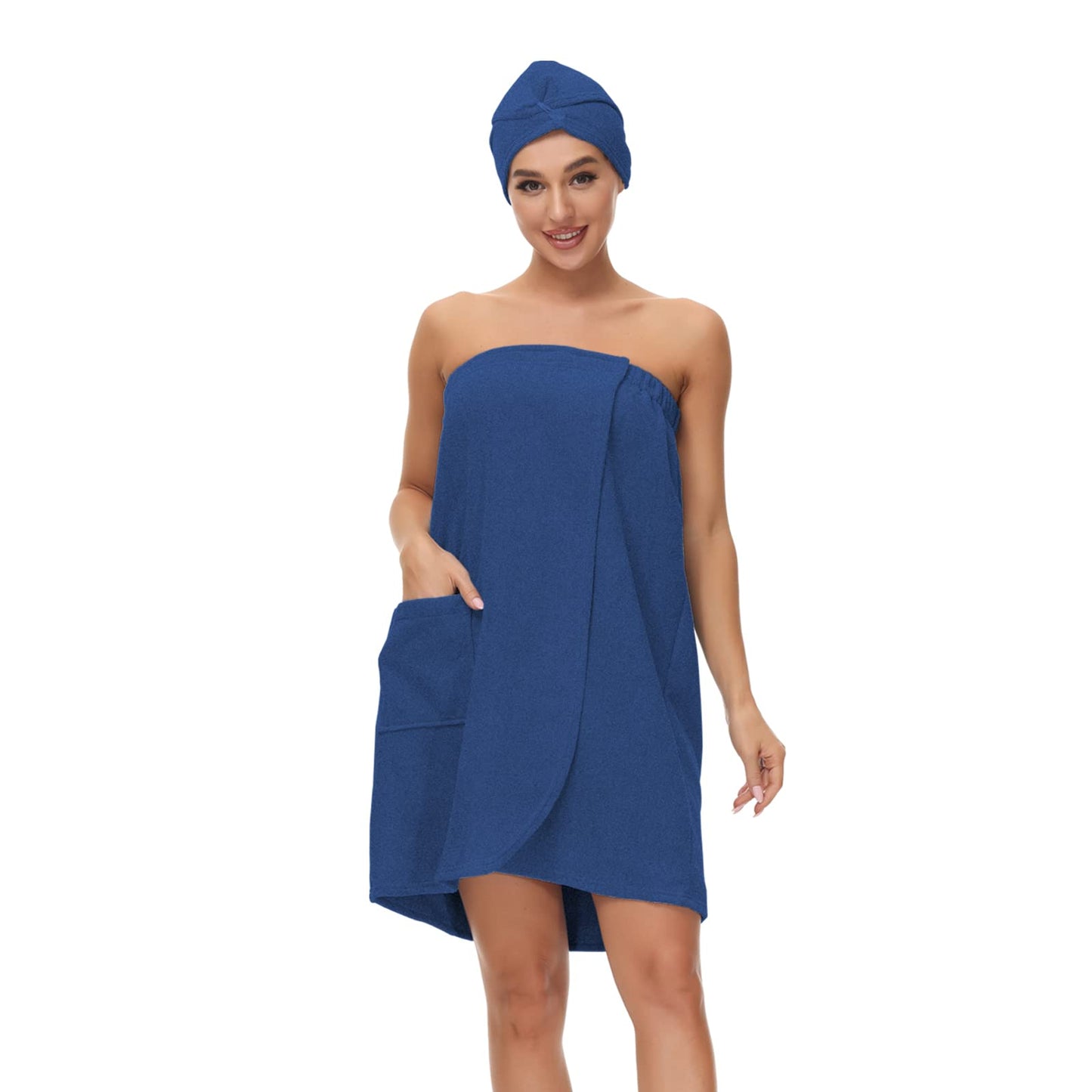 Verve Jelly Super Absorbent Adjustable Bath Wrap Towel Gym Spa Bath Beach Shower Swim Sauna Travel Sexy Body Wrap for Ladies Blue M
