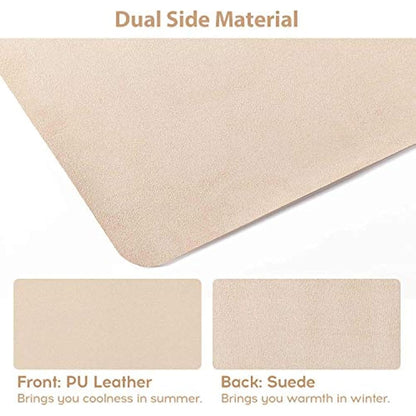 DOBAOJIA Desk Pad Large 31.5" X 15.7" Extended Mouse Mat Large Mouse Pad XL Desk Blotter Writing Pad for Laptop/Office/Home, PU Leather Side Waterproof +Suede Side Non-Slip (Beige)