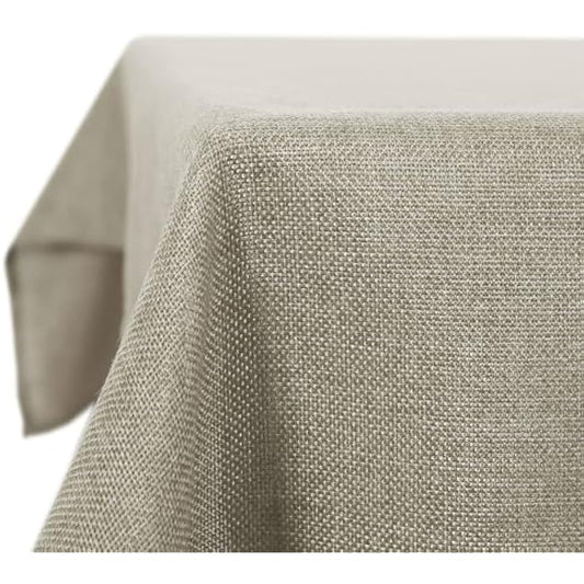 Deconovo Faux Linen Rectangle Tablecloth Water Resistant Table Cloth for Dinning 59x59in(150x150cm) Linen