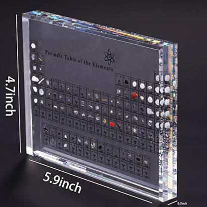 Acrylic Periodic Table Display with Real Elements, Chemical Elements Display,Periodic Table of Elements,Teaching School Day Birthday Gifts