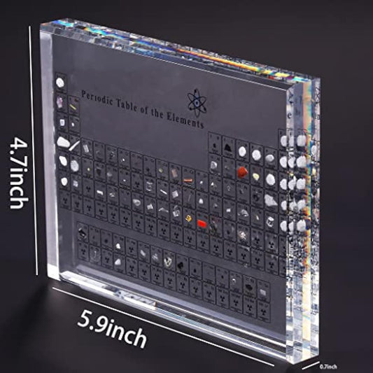 Acrylic Periodic Table Display with Real Elements, Chemical Elements Display,Periodic Table of Elements,Teaching School Day Birthday Gifts