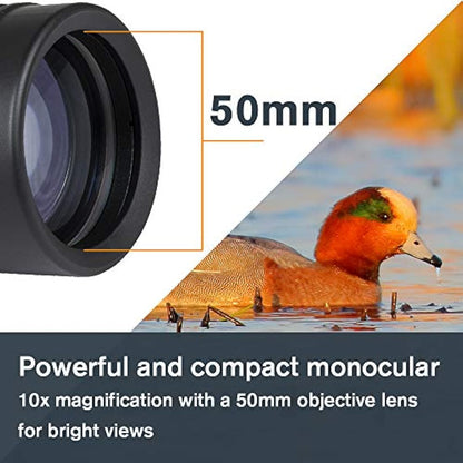 Celestron 72370 Outland X 10x50 Waterproof Monocular with Smartphone Adapter, Bluetooth Remote, Eyepiece Covers and Belt Case - Durable Housing, BaK-4 Prism Glass and Multi-Coated Optics, Black
