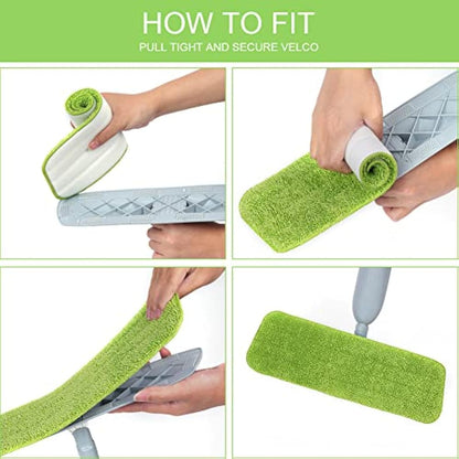 Vicloon Mop Pad, 6 PCS Microfiber Replacement Mop Pads Fit for All Spray Mops & Reveal Mops, Washable (Green)