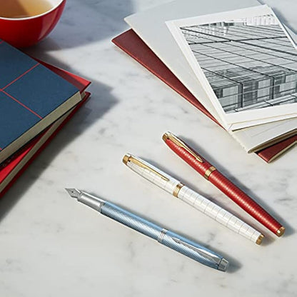 Parker IM Rollerball Pen | Premium Blue Grey with Chrome Trim | Fine Point with Black Ink Refill | Gift Box