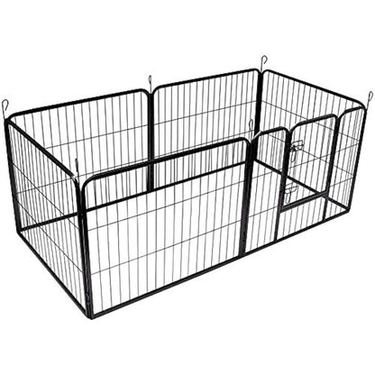 BUNNY BUSINESS Heavy Duty 6 Panel Puppy Play Pen/ Rabbit Enclosure, Medium, Gunmetal Grey