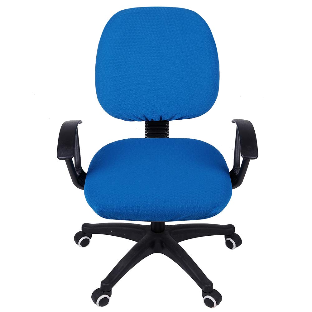 smiry Office Computer Chair Covers, Stretch Jacquard Universal Desk Rotating Chair Slipcovers Protector, Seat Cover + Backrest Cover, Ocean Blue