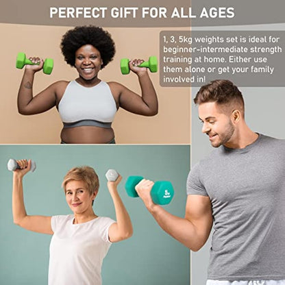 PhysKcal Dumbbells Set with Storage Rack, Hand Weights Set for Home, Gym & Studio