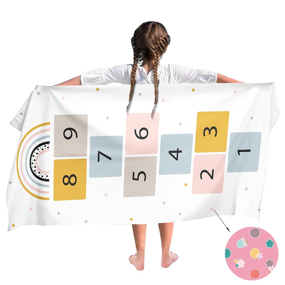 Ulticool Microfibre Children's Towel 140 x 70 cm - Beach Game Sky and Hell Unicorn - Lightweight Travel Towel Quick Drying Bath Towel Beach Towel