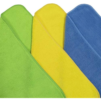 POLYTE Premium Microfibre Cleaning Towel, 40x40 cm, 36 Pack, Blue,Green,Yellow
