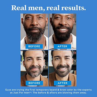Just For Men 1-Day Beard and Brow Colour Brush, For Instant 1-Step Grey Coverage, Brush-In, Wash-Out, For A Thicker Well-Defined Look, Dark Brown