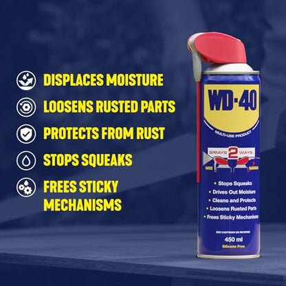 WD-40 Multi-Use Spray 450ml: Wide and Narrow Spray for Maintenance, Rust Protection and Lubrication