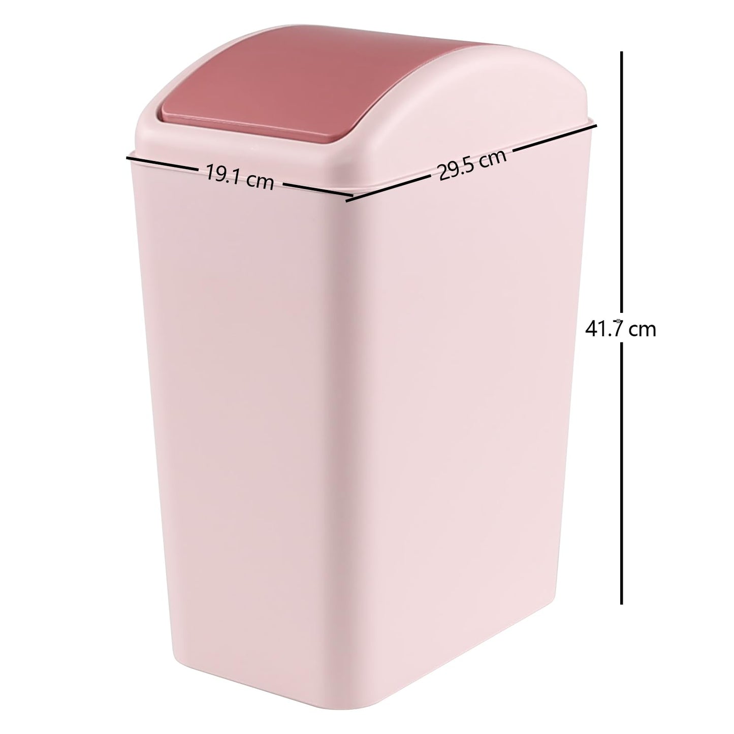 Afromy 15L Kitchen Swing Top Bin, Swing Lid Trash Can, Pink