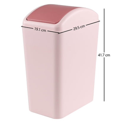 Afromy 15L Kitchen Swing Top Bin, Swing Lid Trash Can, Pink