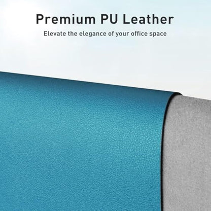 Aothia Leather Pad, Mouse Mat, Office Desk Mat, Non-Slip PU Leather Desk, Laptop Desk Pad, Waterproof Desk Writing Pad for Office and Home (60 cm x 35 cm, Turquoise Blue)