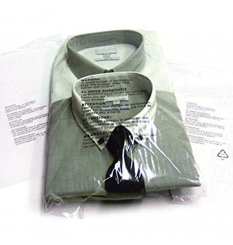 200 CLEAR TRANSPARENT PLASTIC SELF SEAL GARMENT BAGS WITH SAFETY WARNING (12" X 15")