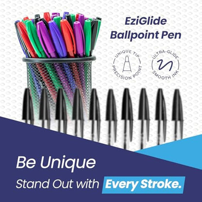 Eziglide 50-Pack Ballpoint Pen Set, Red – Fine Pens with Medium Point Nib (1.0mm) for Precise Writing & Ergonomic Grip – Quick-Dry Ink, Ideal for Adults, Home, Office, Work & Study Use