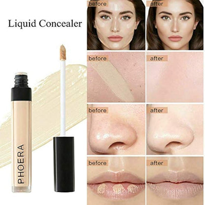 Phoera Full‑Coverage Matte Liquid Concealer – Waterproof, Oil‑Free Camouflage for Dark Circles, Acne Scars & Under‑Eye (108 - Amande)
