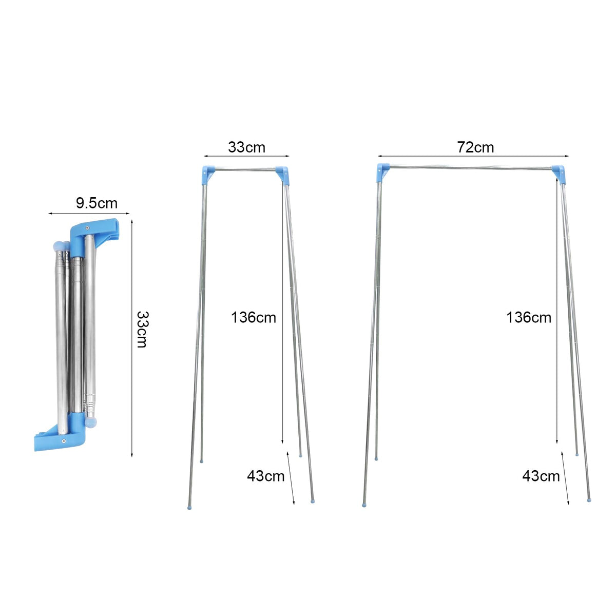 Yuhtech Extendable Clothes Rail Portable Clothes Rack Foldable Small Adjustable Travel Clothes Airer Lightweight Clothes Rack Organiser for Camping