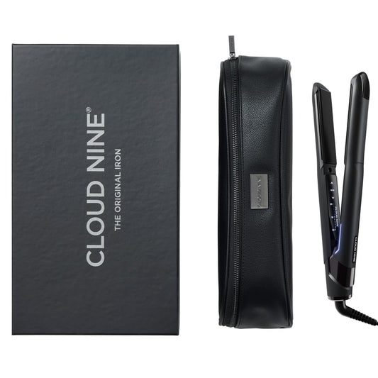 CLOUD NINE The Original Iron Black Hair Straightener Giftset | Variable Temperature Control Quick Heat Touch Technology Sericite Floating Plates