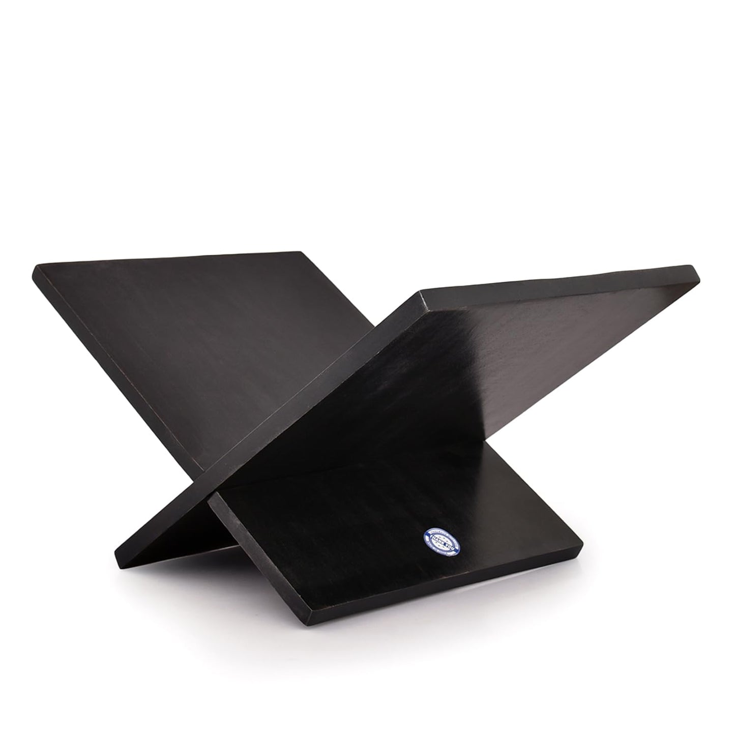 Indus Lifespace Book Stands Mango Wood Cross Frame Black Wooden Book Holder, for Magazine, Art Book, Cook Book, Bible, Quran (11" x 10" x 0.75")