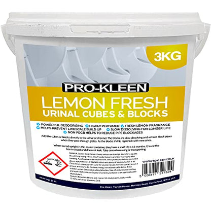 Pro-Kleen Urinal Channel Blocks 3KG - Lemon Fragrance - Non PDCB - Slow Dissolving - 30 Day Control