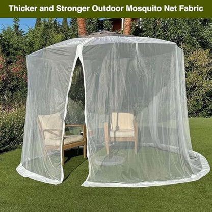Mosquito Net for Umbrella 11 FT | Large Sizes & Fabric Designed for Outdoors | Insect House Screen Netting for Patio, Porch & Garden Terrace | Outside Canopy Bug & Fly Protection Enclosure