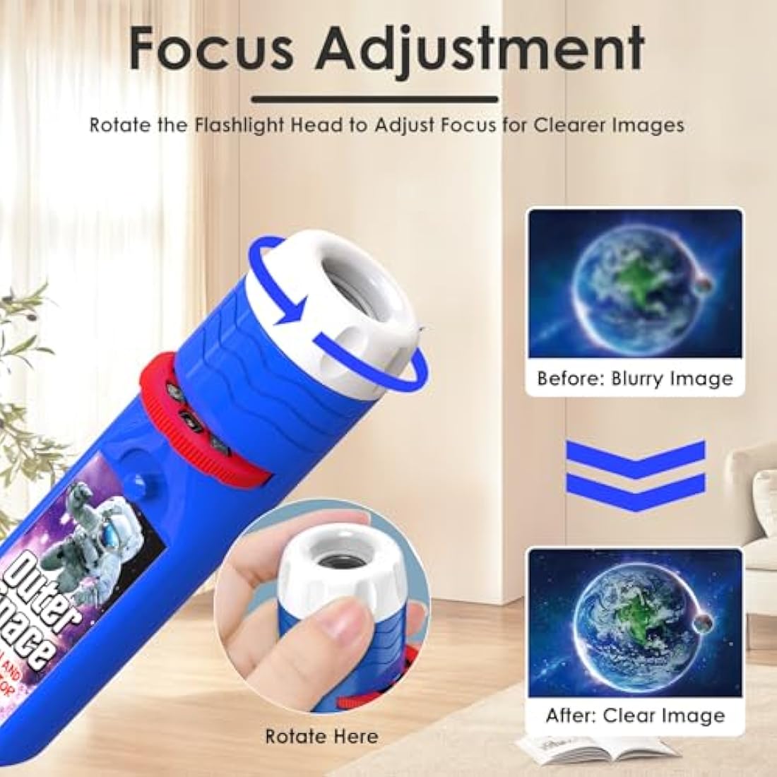 Pup Go Outer Space Torch and Projector for Kids Ages 3+, Including 3 Discs 24 Images, Cool Toys for Boys & Girls, Space Explore Projector Night Light, Educational Toys Idea Birthday Gifts for Toddler