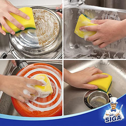MR.SIGA Heavy Duty Scrub Sponge - Pack of 24, Size:11 x 7 x 3cm