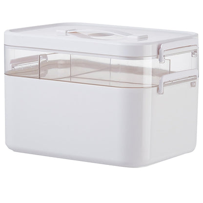 Medicine Storage Box, Double Layers Multi Grid Organiser With Lid, Portable First Aid Cabinet for Home, School, Office L