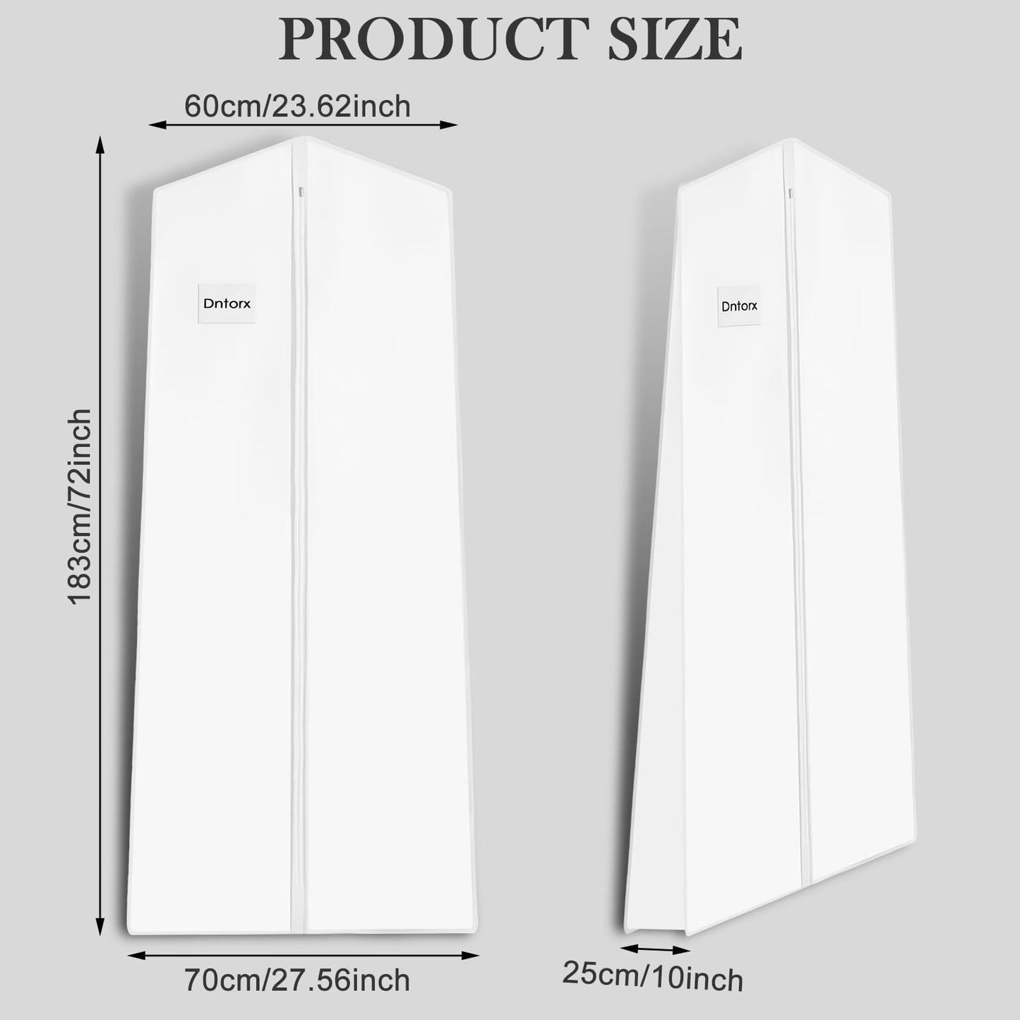 Dntorx Wedding Dress Bag 72In, Dress Bag Cover Long with 10In Gusset White