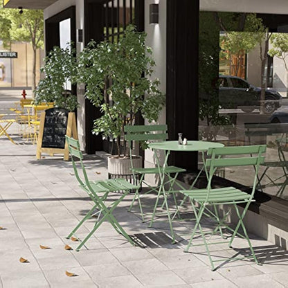 Grand patio Folding Bistro Set 3 Pieces, Conversation Set, Folding 2 Chairs and 1 Table, Weather Resistant, Patio Table Chairs for Balcony,Yard, Garden Sage Green