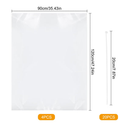 MAIXINNEW 4 Pcs Extra Large Clear Plastic Bags for Furniture 90x120cm
