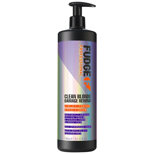 Fudge Professional Clean Blonde Damage Rewind Conditioner, Bulk Size, Intense Purple Toning for Blonde Hair, Bond Repair Technology, Sulfate Free, 1