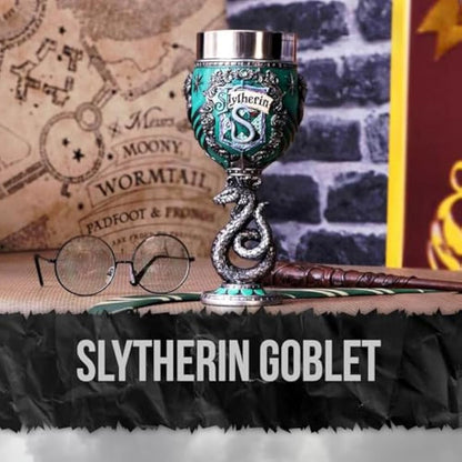 Nemesis Now Harry Potter Collectible Goblet, Resin, Green Silver, 19.5cm