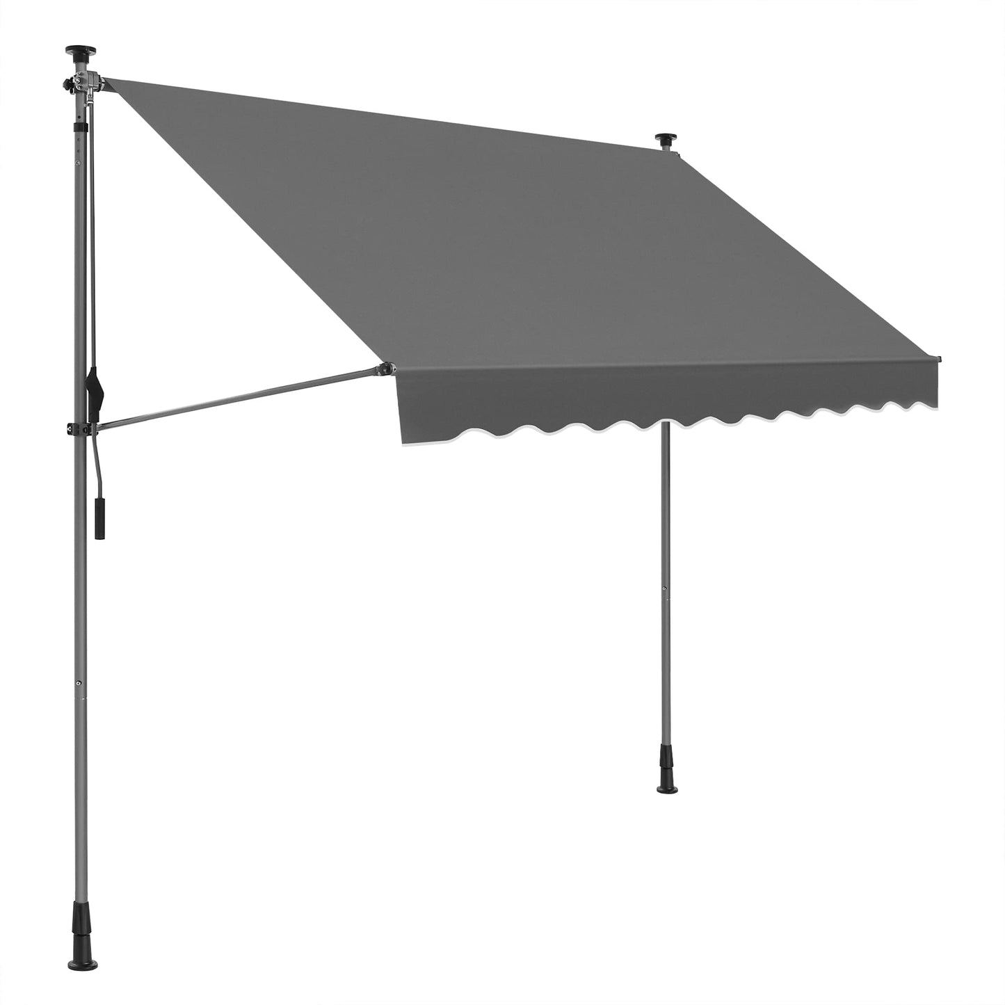 SONGMICS Clamp Awning, 300 x 130 cm, Balcony Awning, Height-Adjustable, with Hand Crank, Sun Protection for Balcony, Patio, Garden, Anthracite