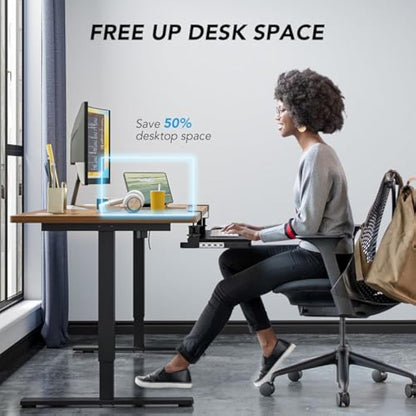 Keyboard Tray Under Desk Pull Out with Extra Sturdy C Clamp Mount System, 693.42 (825.5 mm Including Clamps) x 279.4 mm Slide-Out Platform Computer Drawer for Typing Black AX01WB01