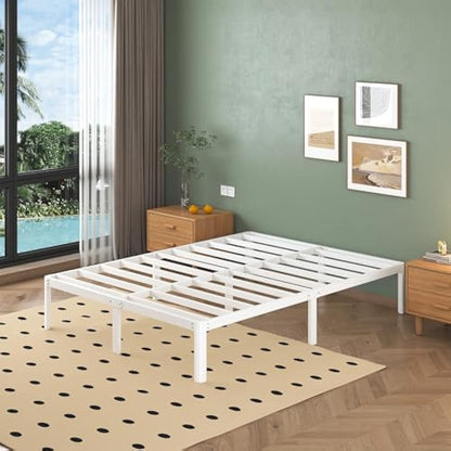 Lutown-Teen White Small Double Bed Frame 4ft with Rounded Corner Legs, Heavy Duty Metal Bed Frame Small Double, Small Double Beds 36 cm High, Noise Free, Easy Assembly