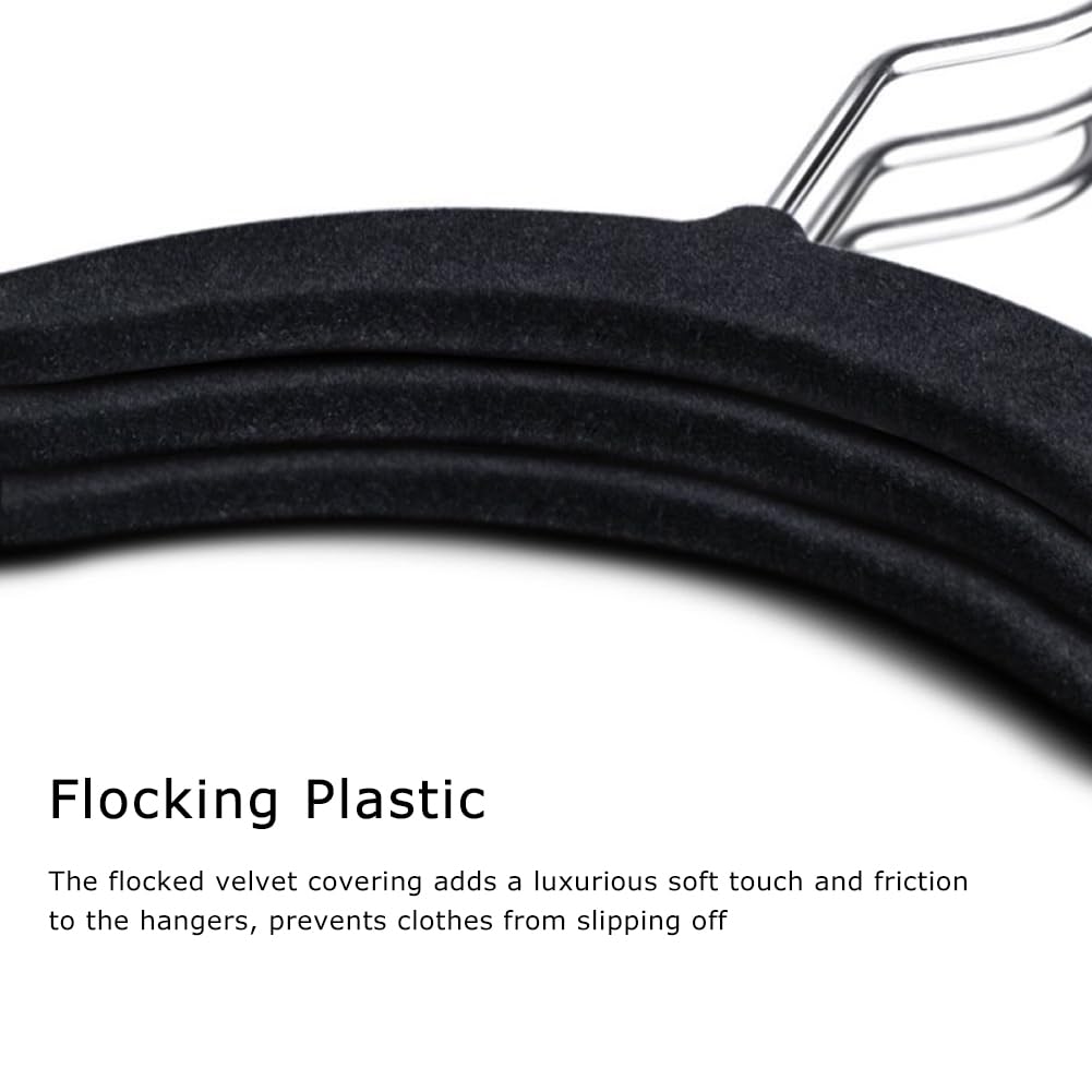 2PCS Velvet Trouser Hangers, Trouser Hanger Space Saving, Black Velvet Hanger, Multiple Layer Wardrobe Organiser for Pants, Jeans, Scarves