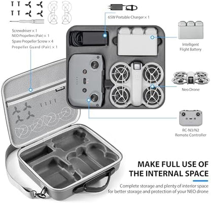 STARTRC Carrying Case for DJI Neo Portable PU Storage Protective Bag for DJI Neo Fly More Combo Accessories, Compatible with RC-N3 Remote Controller, Neo Intelligent Flight Battery, Charging Hub