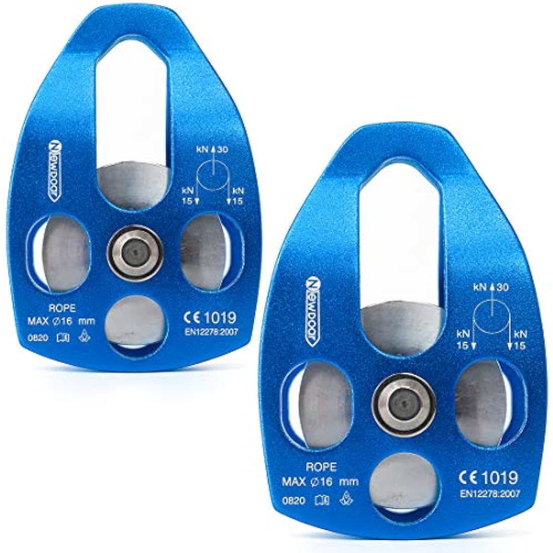 NewDoar 30KN Single/Double Pulley CE Certified Large Rescue Pulley for Diameter Max 16mm Rope Single/Double Sheave with Swing Plate for Rescue Hauling Arborist Tree Climbing