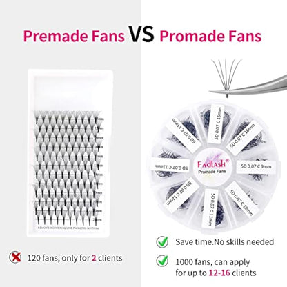 Premade Volume Eyelash Extensions 5D 0.07 C Curl 1000pcs Russian Lashes 9-16mm Mixed Tray Pre-Made Russian Lashes Handmade Promade Loose Fans