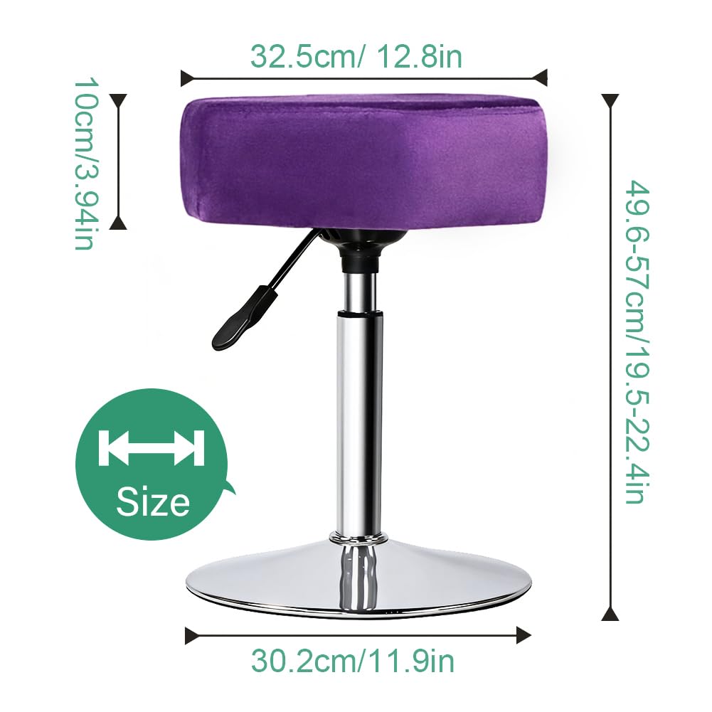 FURWOO Hexagon Beauty Stool with Velvet Cushion Height Adjustable Makeup Stool for Dressing Table Small(Purple)