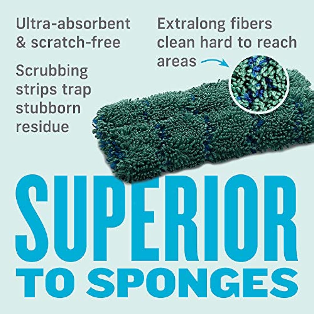 E-Cloth Kitchen Whizz, Non-scratch Kitchen Scrub Sponge, 300 Wash Promise, Green, 10 Pack