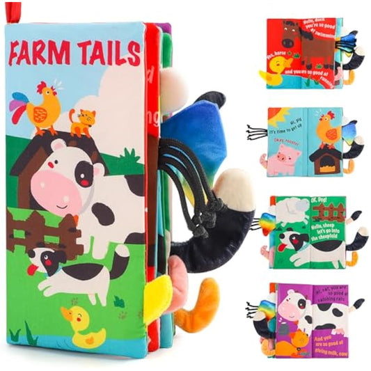 beiens Baby Books Toys, Sensory Books Touch and Feel Crinkle Cloth Books for Babies, Baby Essentials for Newborn, Car Seat Toys Gifts for 0 3 6 12 Months