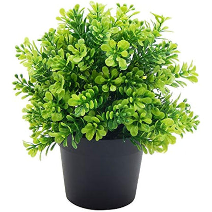 OFFIDIX Artificial Plants with Vase Mini Plastic Eucalyptus Plants for Home Office Decoration Faux Plastic Plants with Pots Fake Plant Indoor (Small Leaf)