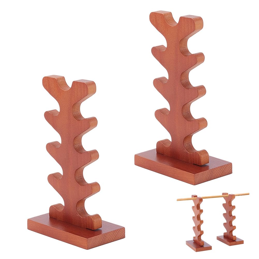 NBEADS 5-Tier Wooden Wand Display Holder, 7.4x4.2x13cm Wizard Wand Stand Magic Wand Display Sword Stand for Desktop Display Decoration Collection