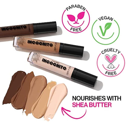 wet n wild, Megalast Incognito Full-Coverage Concealer, Seamless and Richly Pigmented, Buidable Medium-to-Full Coverage, Matte Finish, Nourishing and Hydrating Formula, with Shea Butter, Light Honey