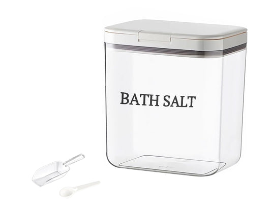 Gzsekken Bath Salt Storage Container,Airtight Bath Salt Jar with Lid One-Click Pop-Up Design,Clear Plastic Storage Bath Bombs Canister Salts Container