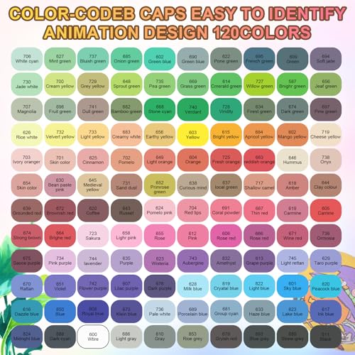 Gunsamg 120 Colors Acrylic Paint Marker Set  Water-Based Paint Pens with Flexible 1-5mm Brush Tip for Rock, Ceramic, Glass, Stone, Metal, Fabric