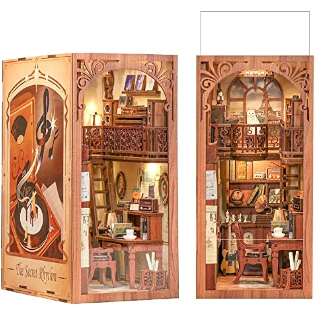 CUTEBEE Book Nook Kits For Adults - DIY Dollhouse Miniature with LED Light, 3D Wooden Puzzle Bookend Bookshelf Decor, Gifts for Family and Friends (The Secret Rhythm)